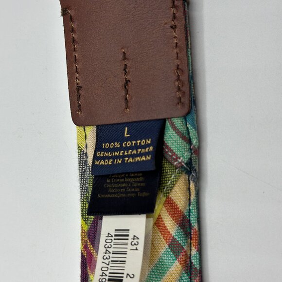 Brooks Brothers "346" Men's Plaid Cotton Belt Leather and D Ring Buckle Large - Picture 5 of 10